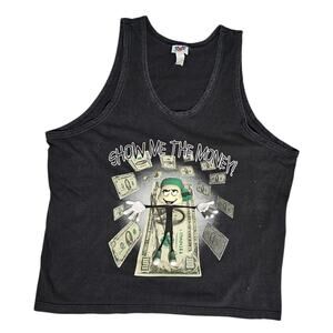 Show Me The Money Tank Vtg Y2K Graphic Muscle Shirt TNT Trau Loevner Black XL
